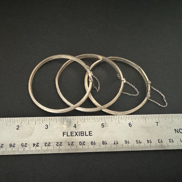 Sterling Silver Bangle Bracelets, Set of 3 - Picture 6 of 9